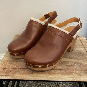Sezane Taylor Clogs Camel Chocolate Sherpa - EU 39